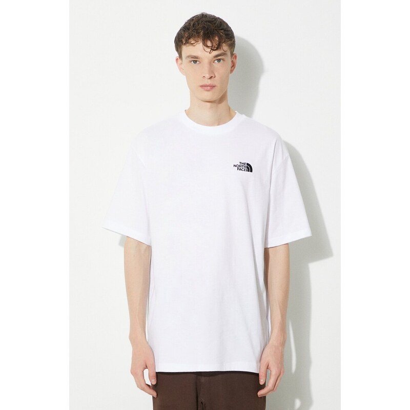 Bavlněné tričko The North Face M S/S Essential Oversize Tee bílá barva, s aplikací, NF0A87NRFN41