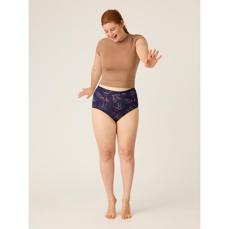 Menstruační kalhotky Modibodi Classic Full Brief Moderate-Heavy Passion Vine Navy (MODI4018PVN) S