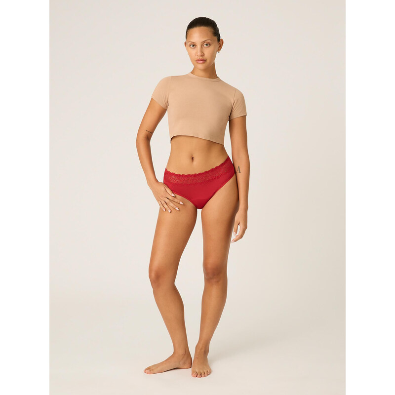 Menstruační kalhotky Modibodi Sensual Hi-Waist Bikini Light-Moderate Rouge Red (MODI4035RR) XS