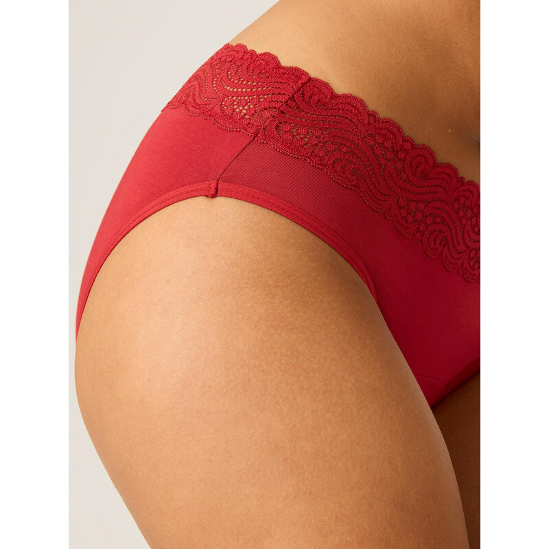 Menstruační kalhotky Modibodi Sensual Hi-Waist Bikini Light-Moderate Rouge Red (MODI4035RR) XS