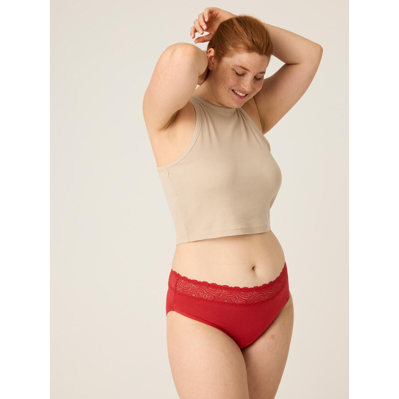 Menstruační kalhotky Modibodi Sensual Hi-Waist Bikini Light-Moderate Rouge Red (MODI4035RR) XS