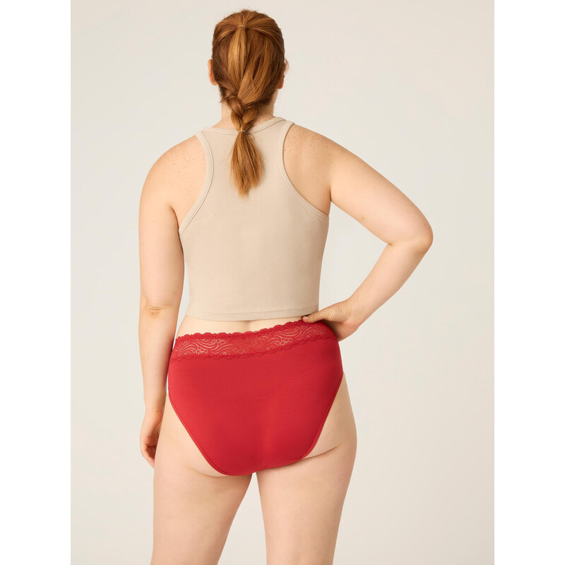 Menstruační kalhotky Modibodi Sensual Hi-Waist Bikini Light-Moderate Rouge Red (MODI4035RR) XS