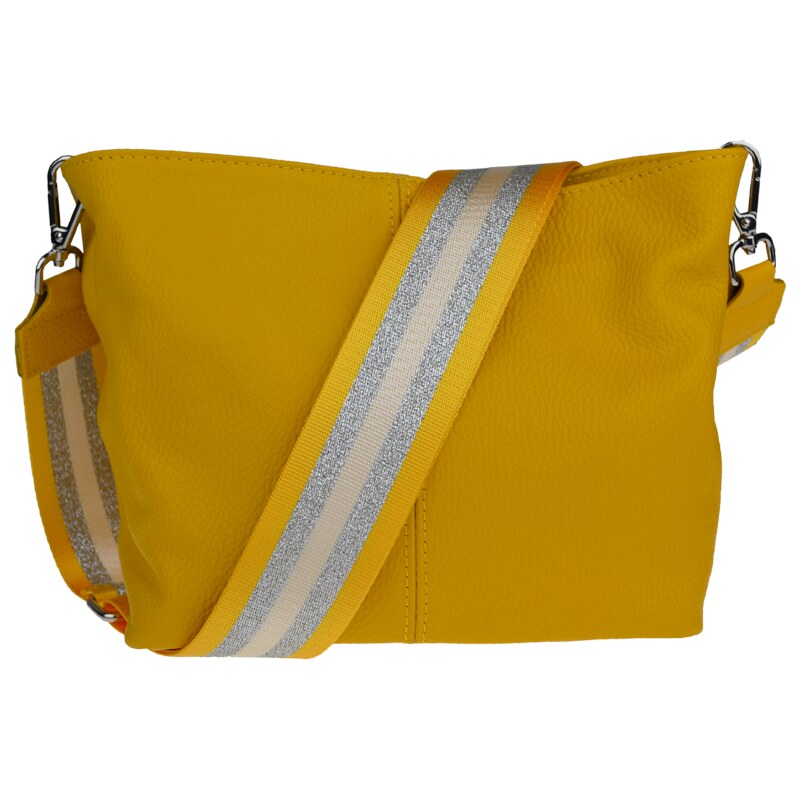 Žlutá kožená italská crossbody kabelka Batilda Gialla Chiaro s