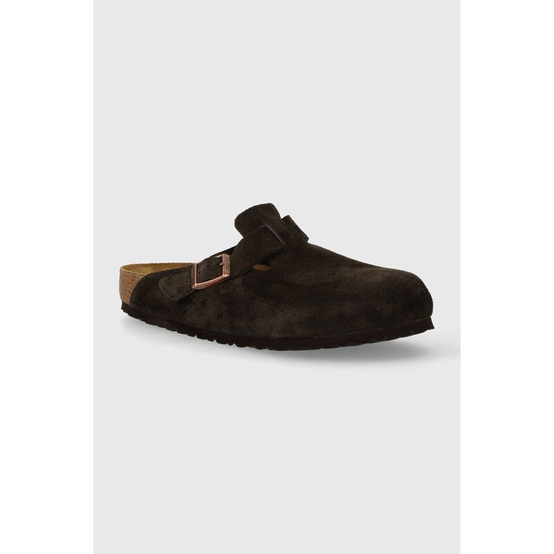 Semišové pantofle Birkenstock Boston pánské, hnědá barva, 60901