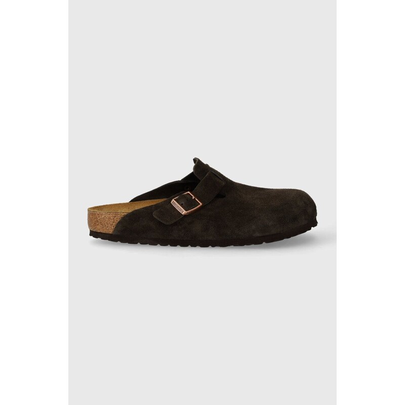 Semišové pantofle Birkenstock Boston pánské, hnědá barva, 60901