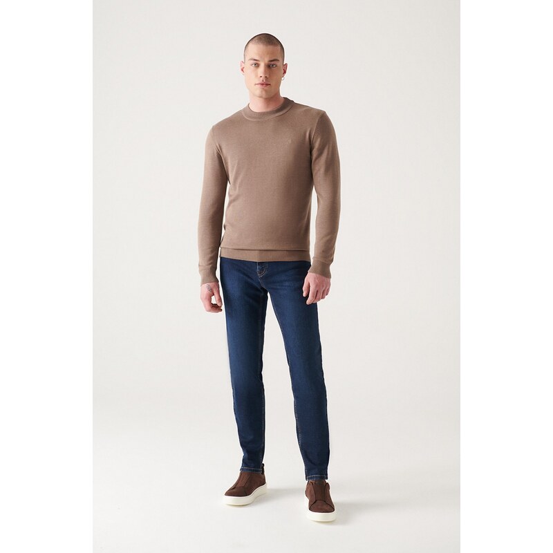 Avva Men's Mink Half Turtleneck Standard Fit Normal Cut Knitwear Sweater