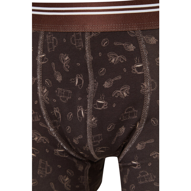 Trendyol 5-Pack Brown Minimal Printed Cotton Boxer