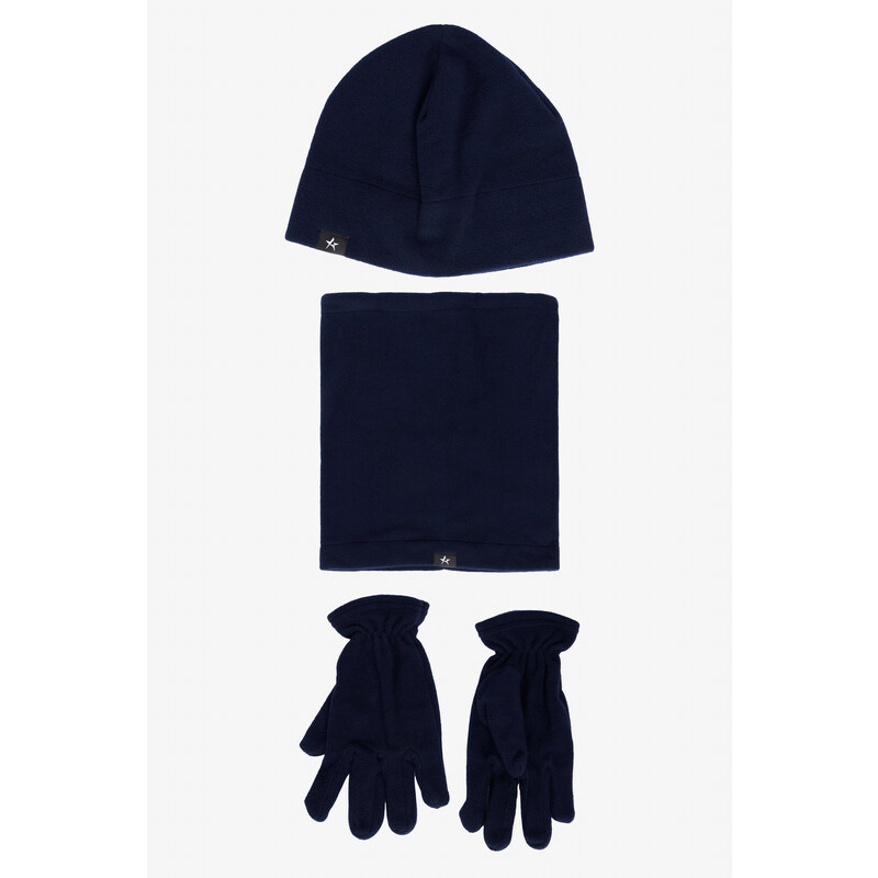 ALTINYILDIZ CLASSICS Men's Navy Blue Fleece Beanie Neck Gloves Set