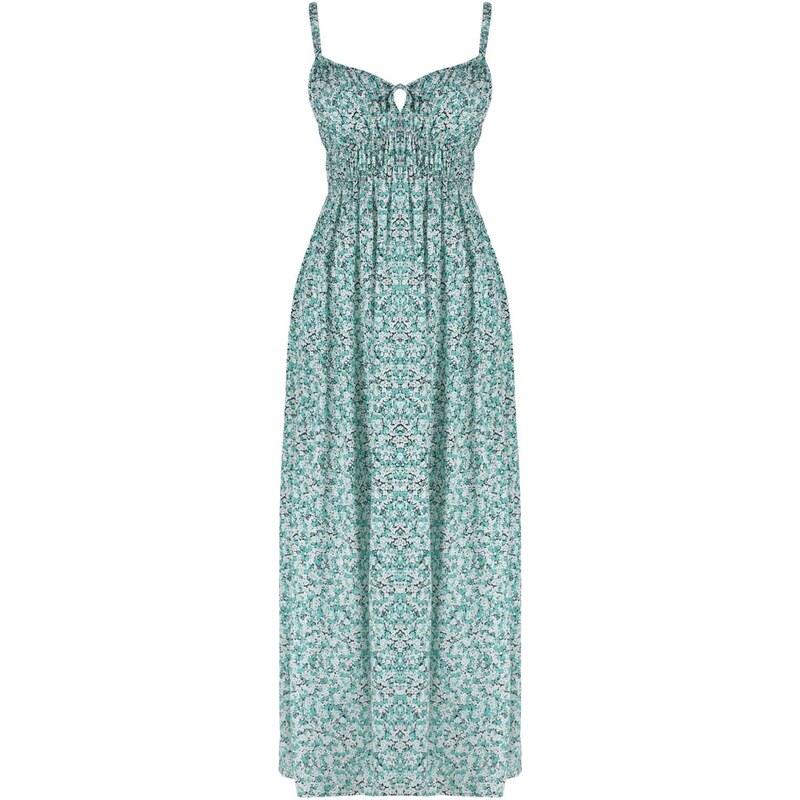 Trendyol Green Floral Print Straight Cut Tie Detailed Strappy Woven Dress