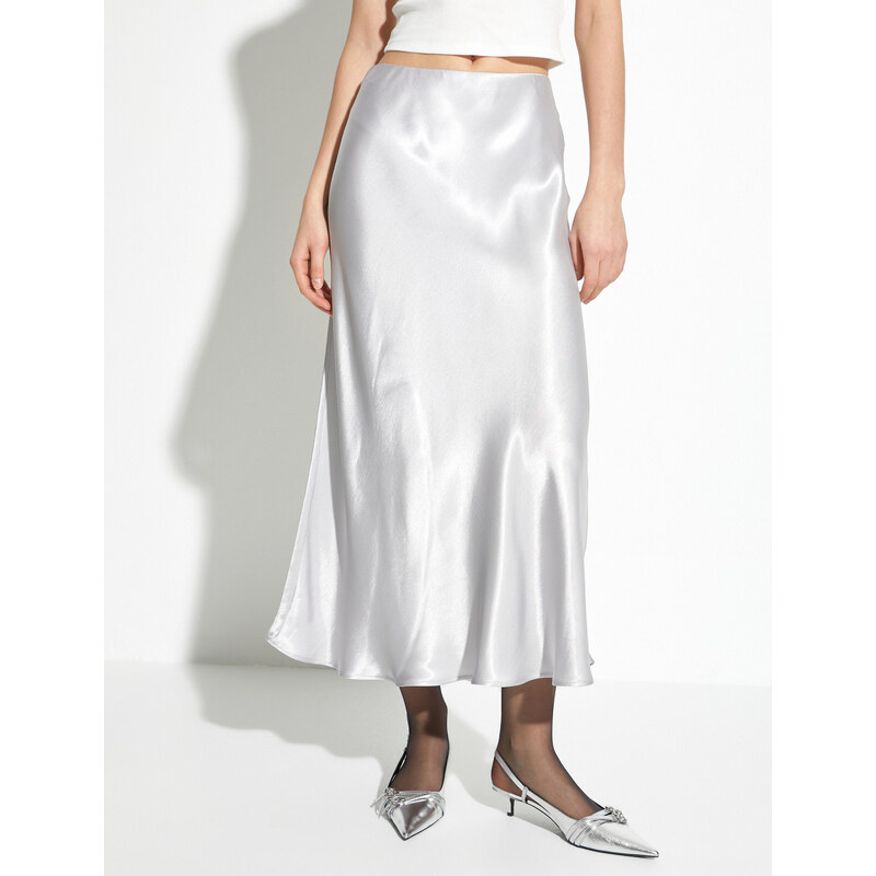 Koton Viscose Midi Satin Skirt