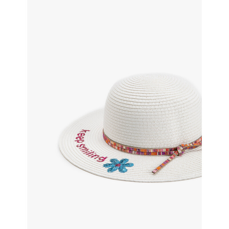 Koton Straw Hat with Stamp-Sequin Detail