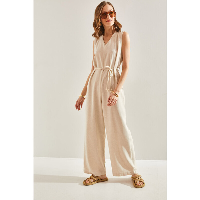 Bianco Lucci Women's Waist Tie Jumpsuit