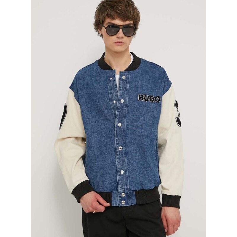 Džínová bomber bunda Hugo Blue oversize