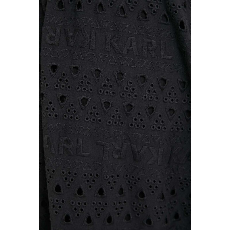 Bavlněná sukně Karl Lagerfeld černá barva, maxi, áčková