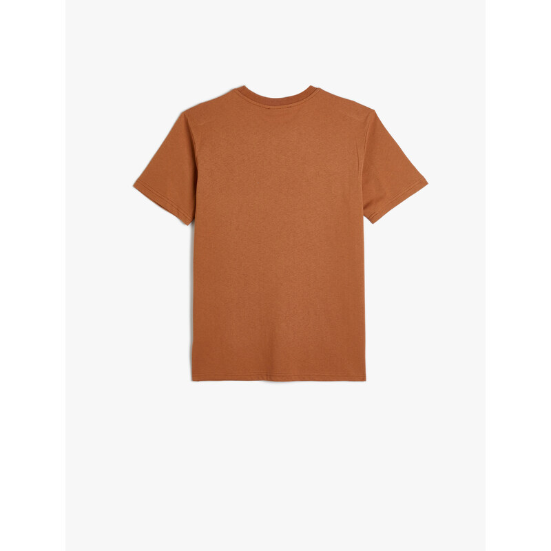 Koton Motto Printed T-Shirt Slim Fit Crew Neck Short Sleeve Cotton