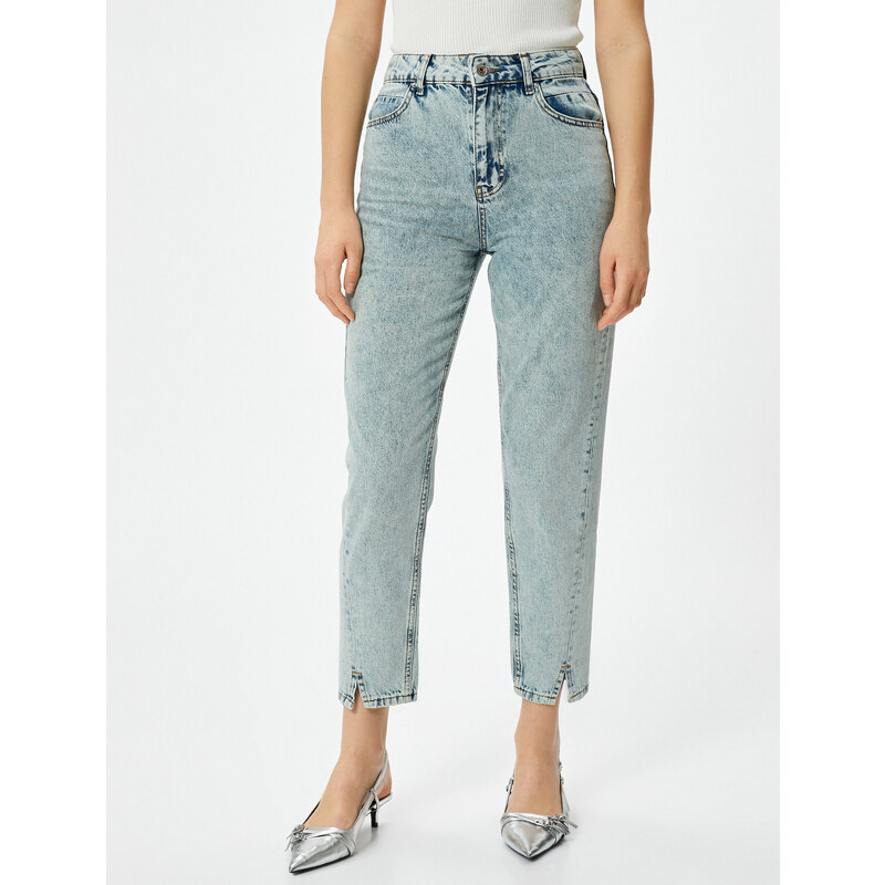 Koton Mom Jeans Short Slim Leg Slit Detailed Pocket - Mom Jean