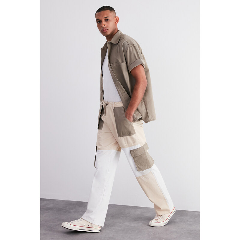 Trendyol Limited Edition Khaki Color Block Loose Fit Cargo Pants