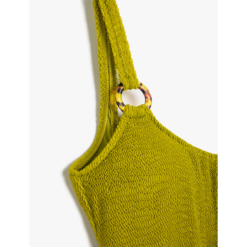 Koton Textured Swimsuit Ring Accessory Detailed U-Neck Strap