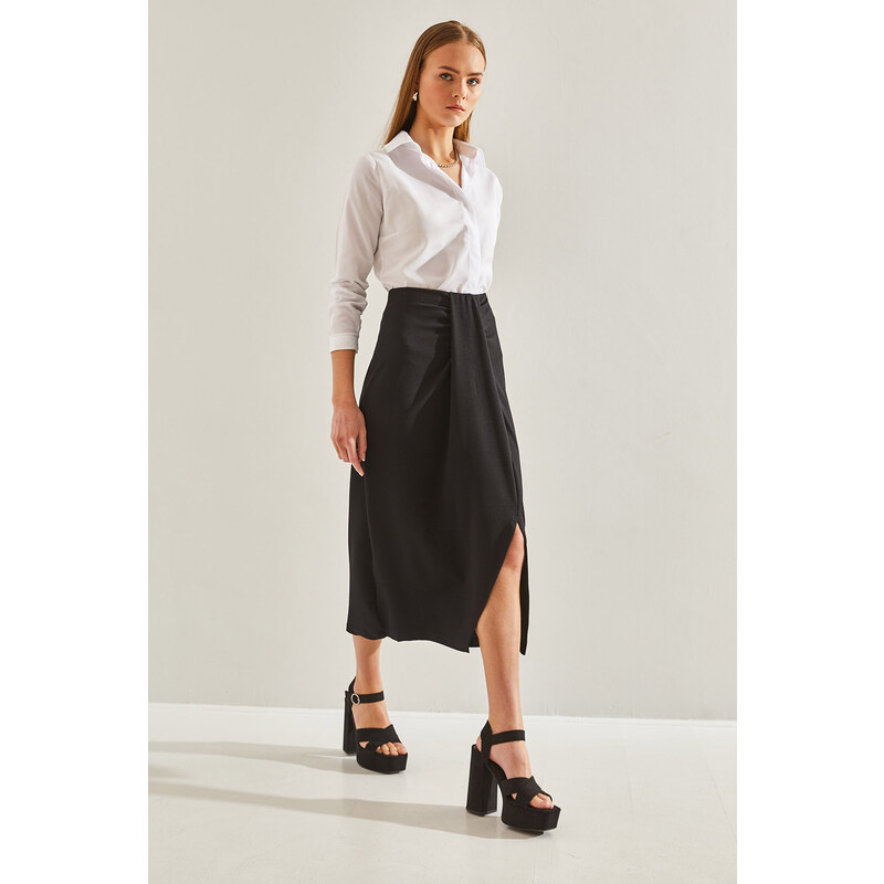 Bianco Lucci Women's Front Gathered Skirt