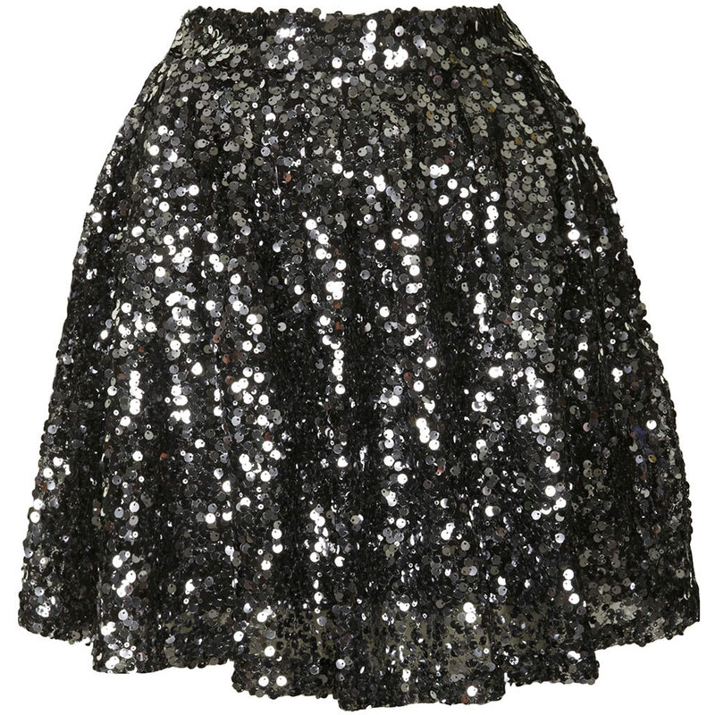 Topshop **Sequin Skater Skirt by Goldie