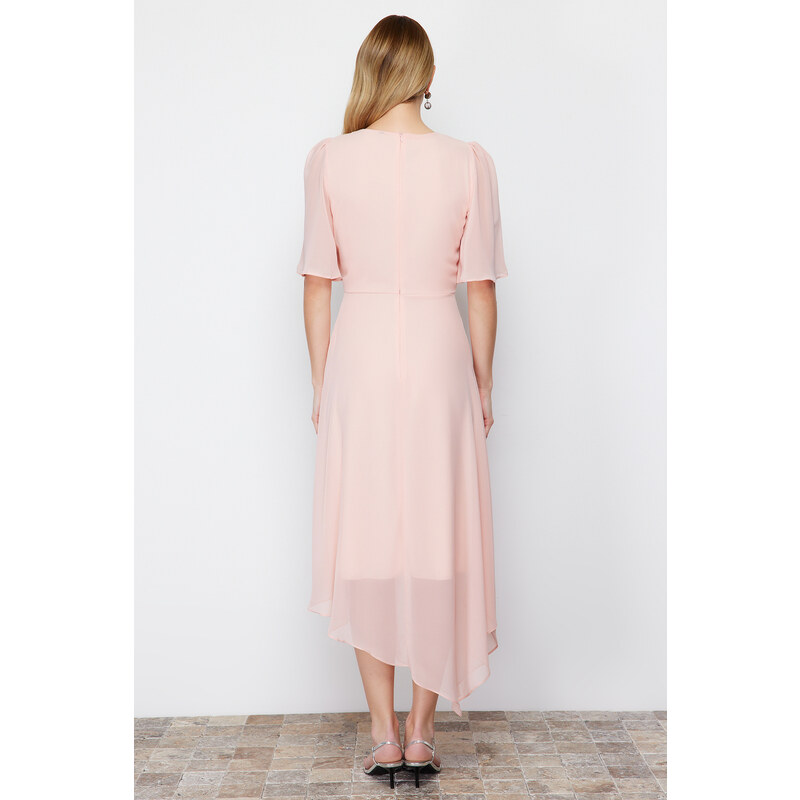 Trendyol Powder A-line Asymmetrical Skirt Chiffon Lined Midi Woven Dress