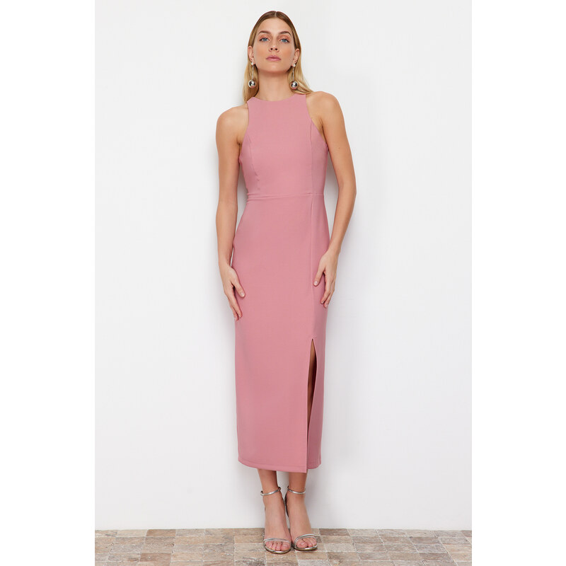 Trendyol Pale Pink A-Line Halter Neck Woven Maxi Dress