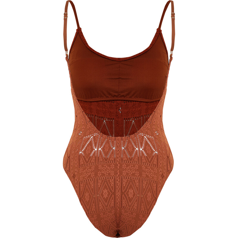 Trendyol Brown Regular Swimsuit