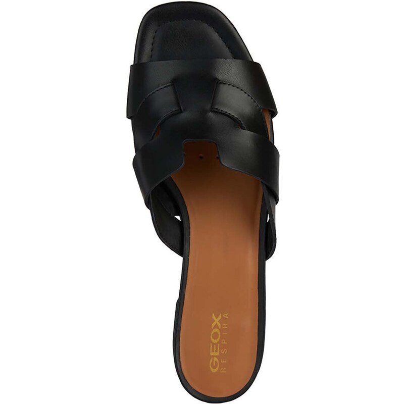 Kožené pantofle Geox D NEW ERAKLIA 15 dámské, černá barva, na podpatku, D4580A 00043 C9999