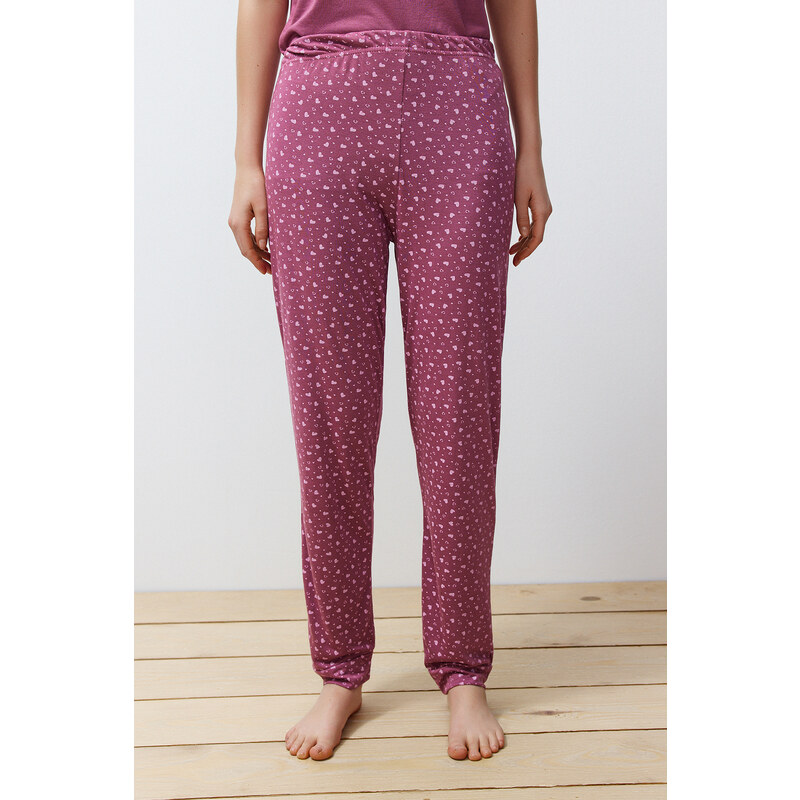 Trendyol Pale Pink Heart Knitted Pajamas Set