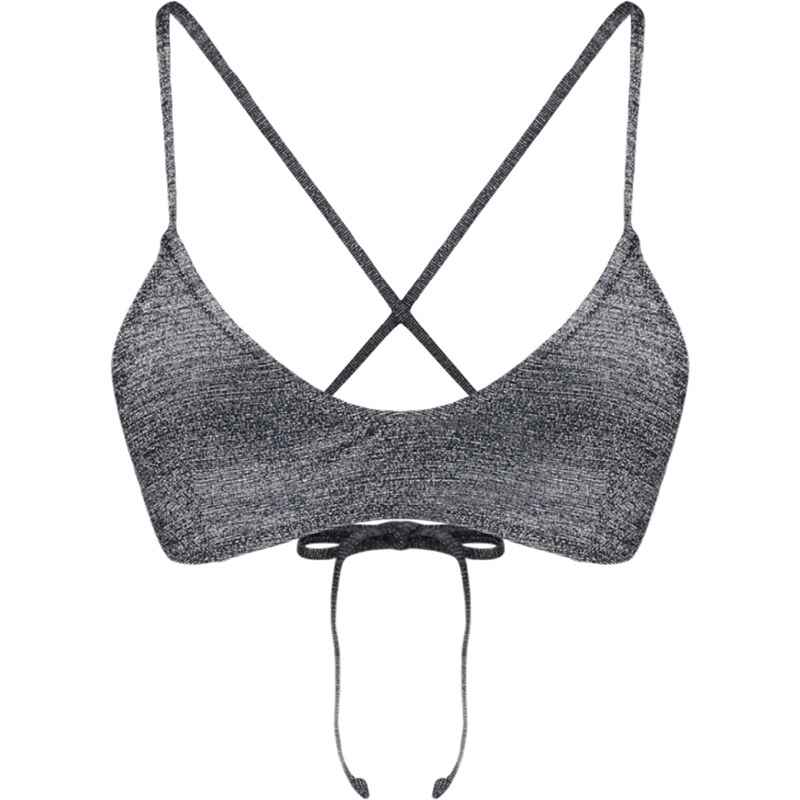 Trendyol Black Bralette Silvery Bikini Top