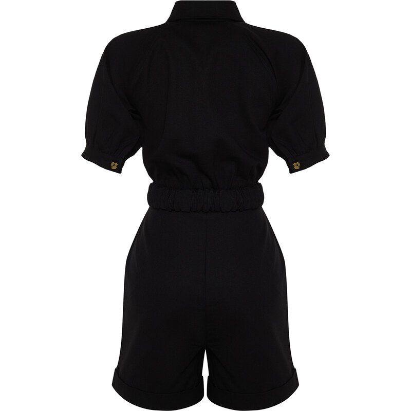 Trendyol Black Belted Shirt Collar Mini Woven Jumpsuit