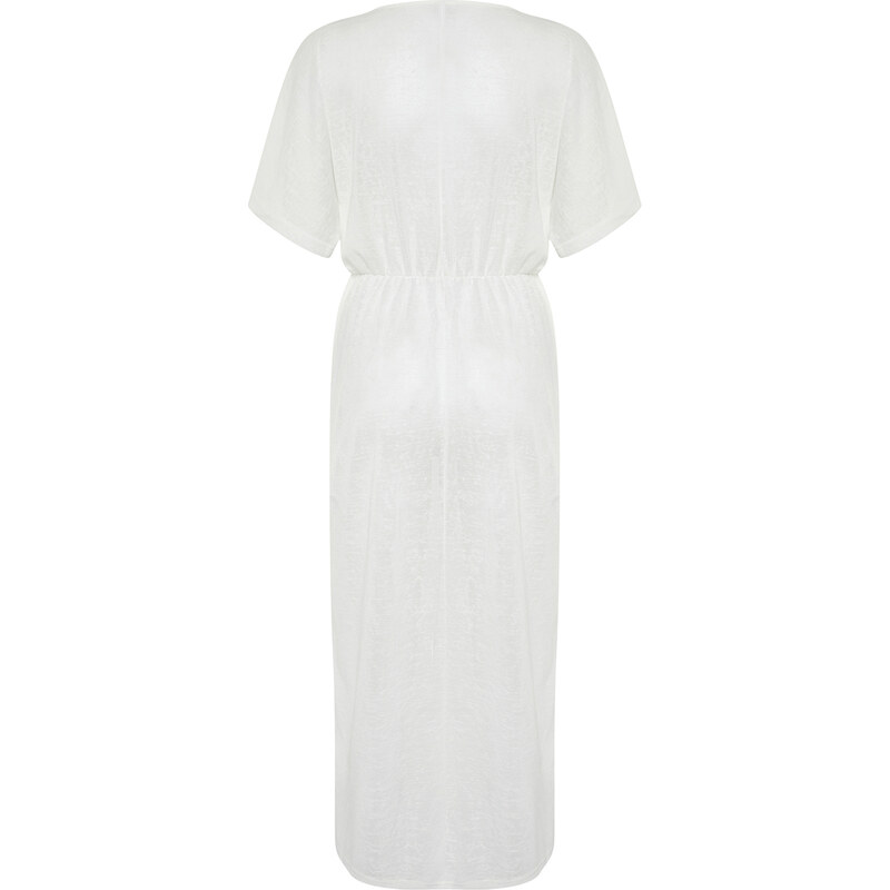 Trendyol Bridal Ecru Maxi Knitted Slit Beach Dress