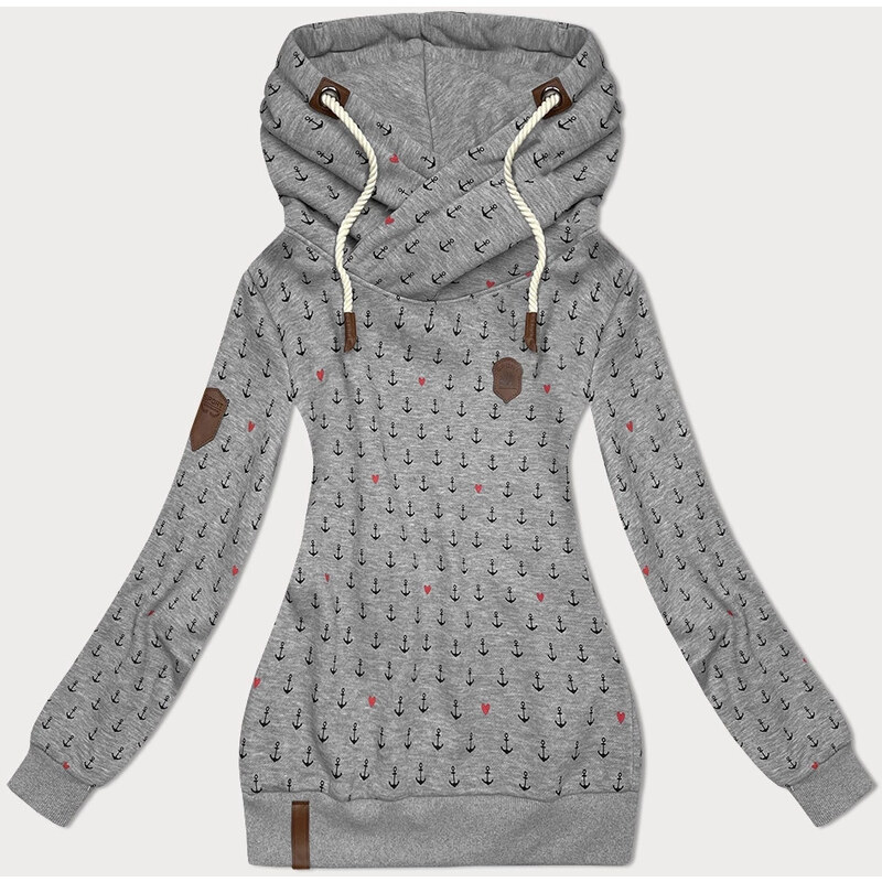 6&8 Fashion Dámská vzorovaná mikina tmavě šedá (2304)