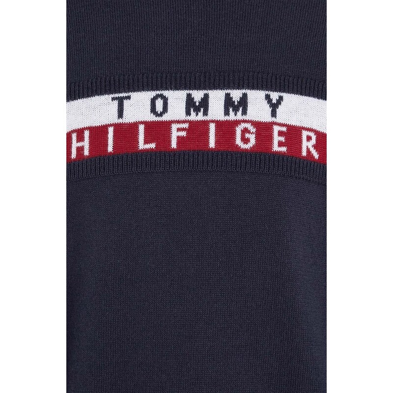 Dětský bavlněný svetr Tommy Hilfiger tmavomodrá barva, lehký