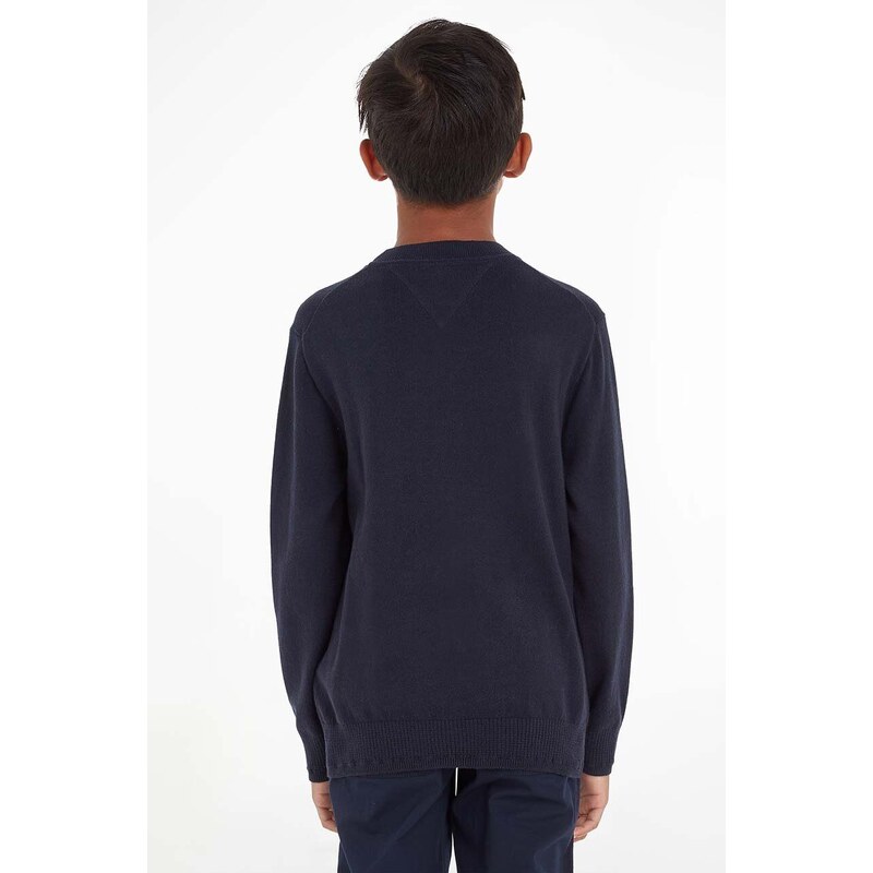 Dětský bavlněný svetr Tommy Hilfiger tmavomodrá barva, lehký