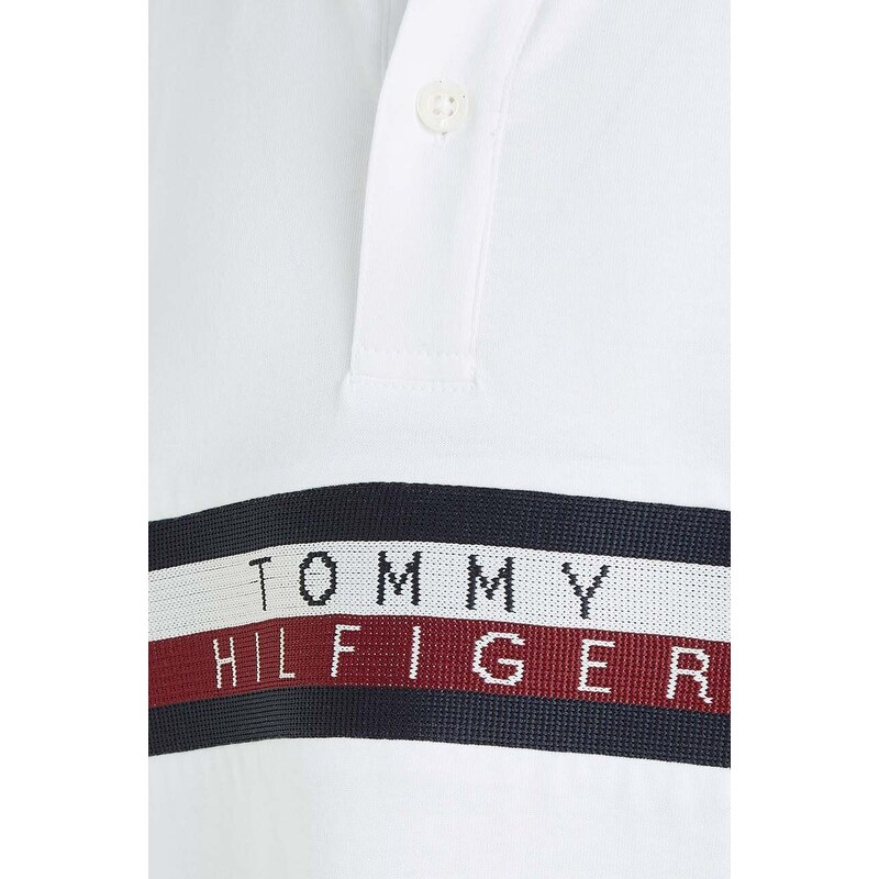 Dětská bavlněná polokošile Tommy Hilfiger bílá barva, s aplikací