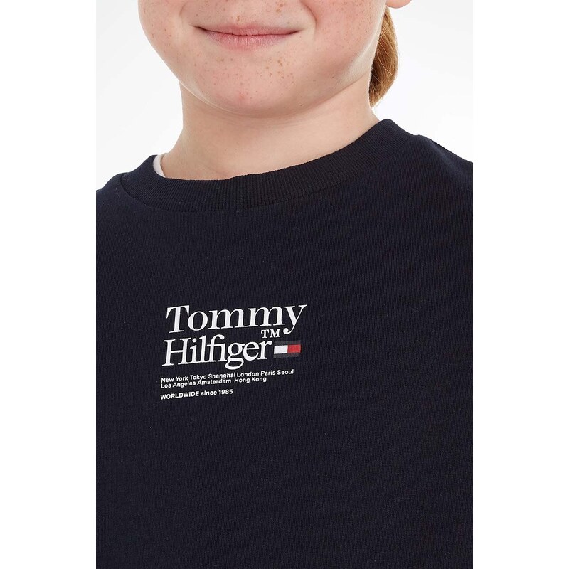 Dětská mikina Tommy Hilfiger tmavomodrá barva, s potiskem