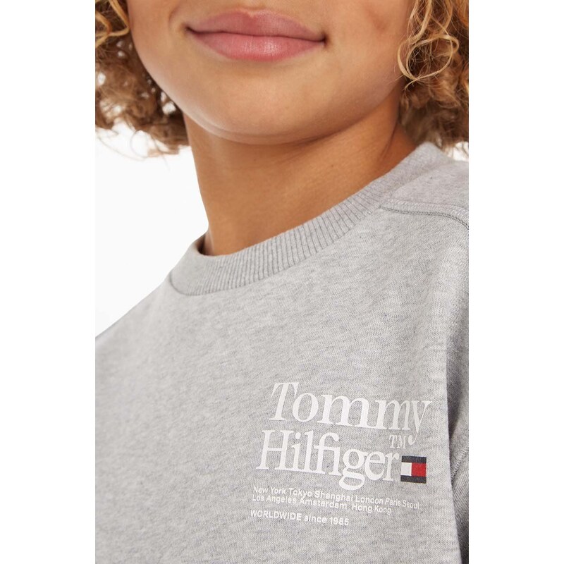 Dětská mikina Tommy Hilfiger šedá barva, s potiskem