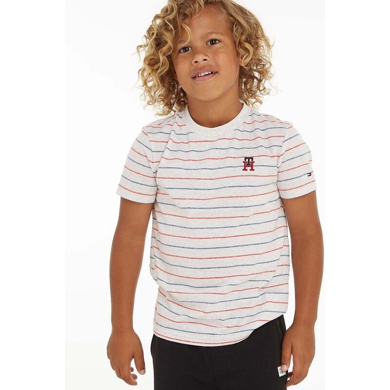 Dětské tričko Tommy Hilfiger šedá barva