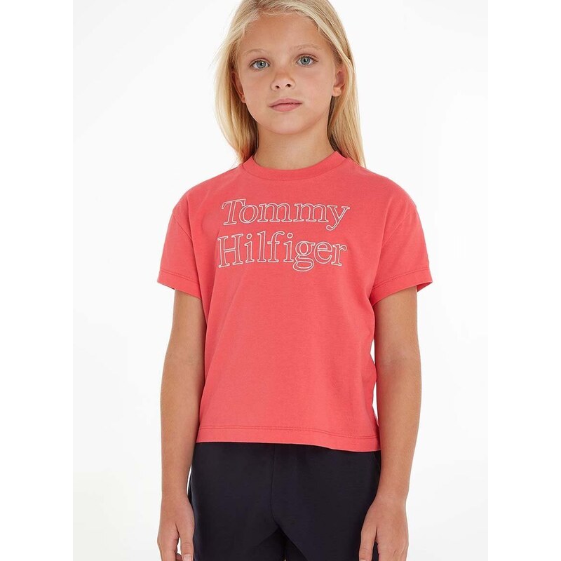 Dětské tričko Tommy Hilfiger oranžová barva