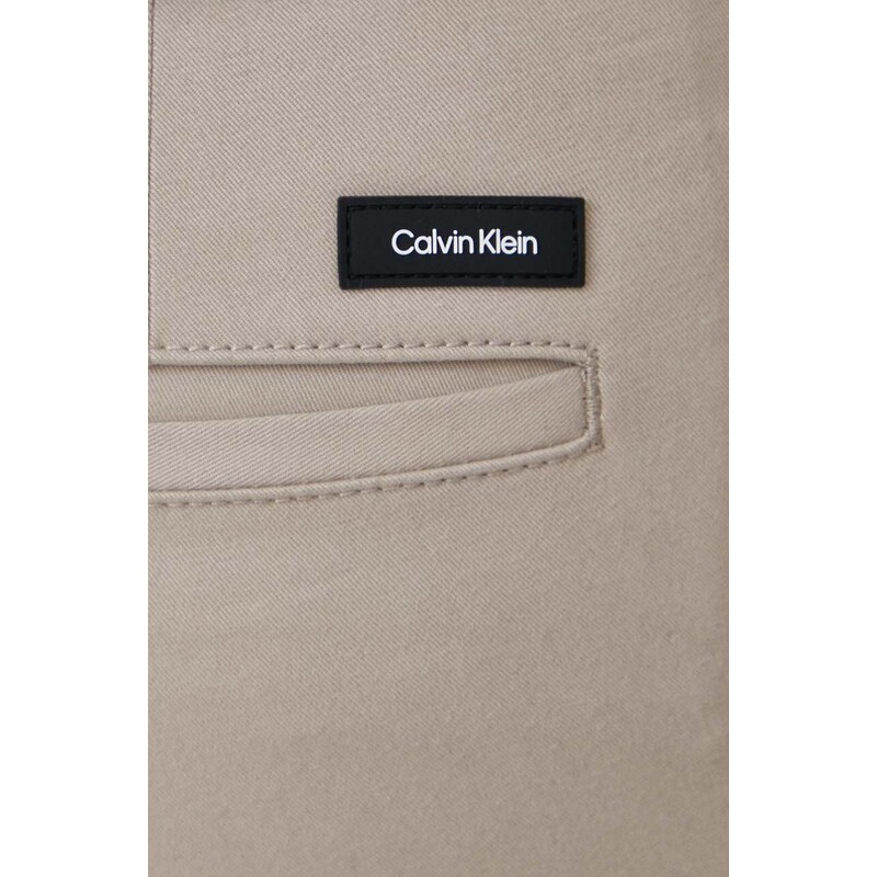 Kalhoty Calvin Klein pánské, šedá barva, jednoduché
