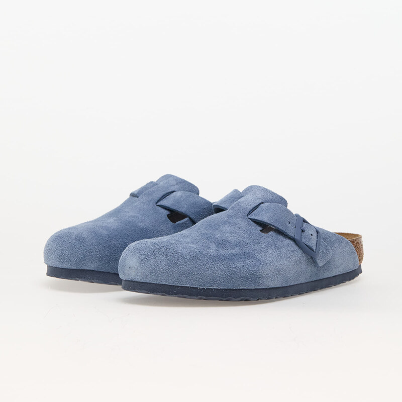 Pánské pantofle Birkenstock Boston BS Suede Leather Elemental Blue