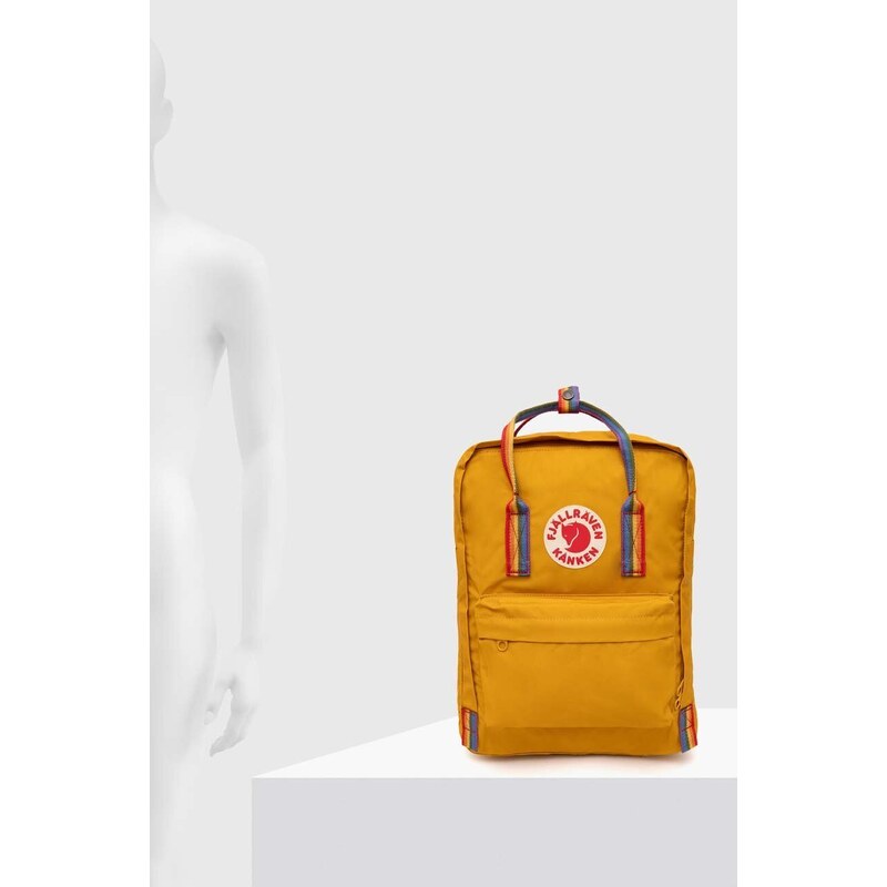 Batoh Fjallraven Kanken Rainbow dámský, oranžová barva, velký, s aplikací, F23620