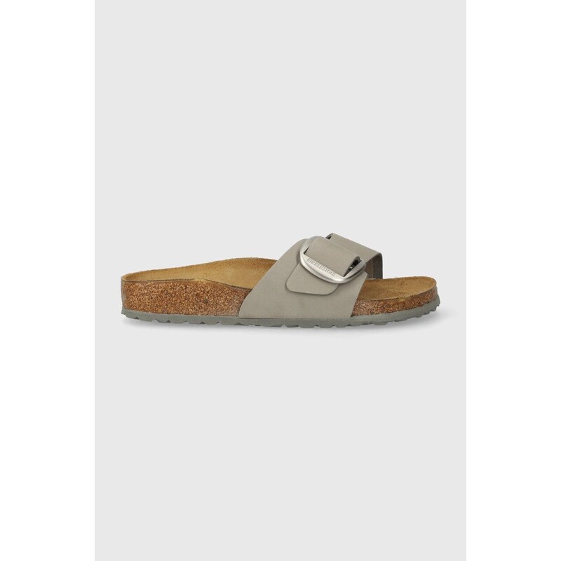 Nubukové pantofle Birkenstock Madrid Big Buckle šedá barva, 1022176