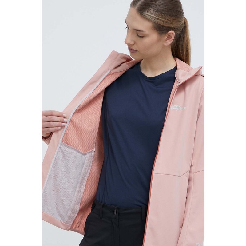Outdoorová bunda Jack Wolfskin Feldberg růžová barva, 1306863