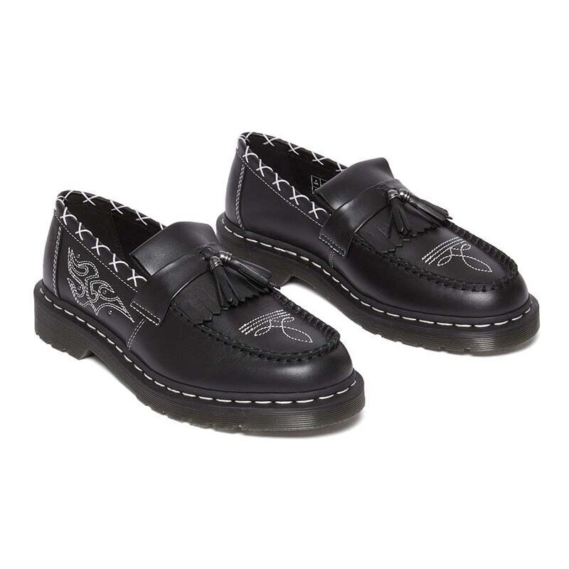 Kožené mokasíny Dr. Martens Adrian Gothic Americana černá barva, DM31626001