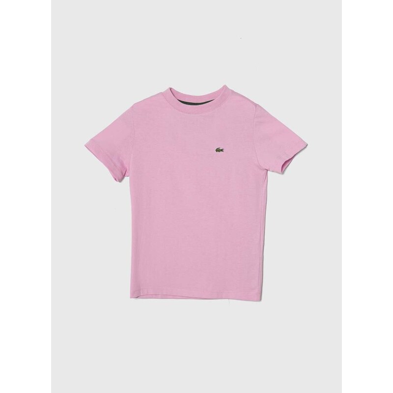 Dětské bavlněné tričko Lacoste růžová barva