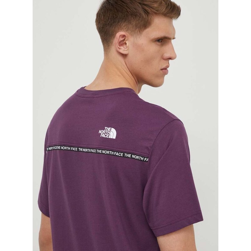 Bavlněné tričko The North Face fialová barva, s potiskem, NF0A87DDV6V1