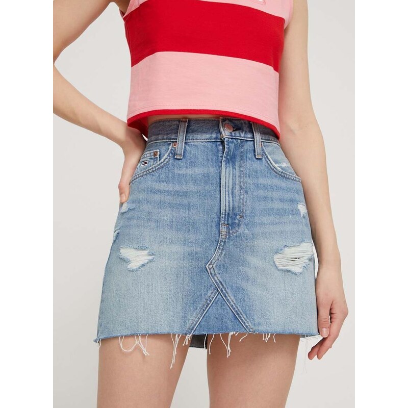 Džínová sukně Tommy Jeans mini, pouzdrová