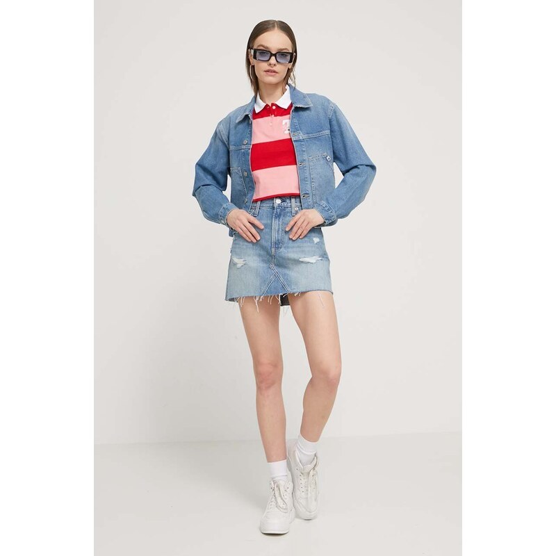 Džínová sukně Tommy Jeans mini, pouzdrová